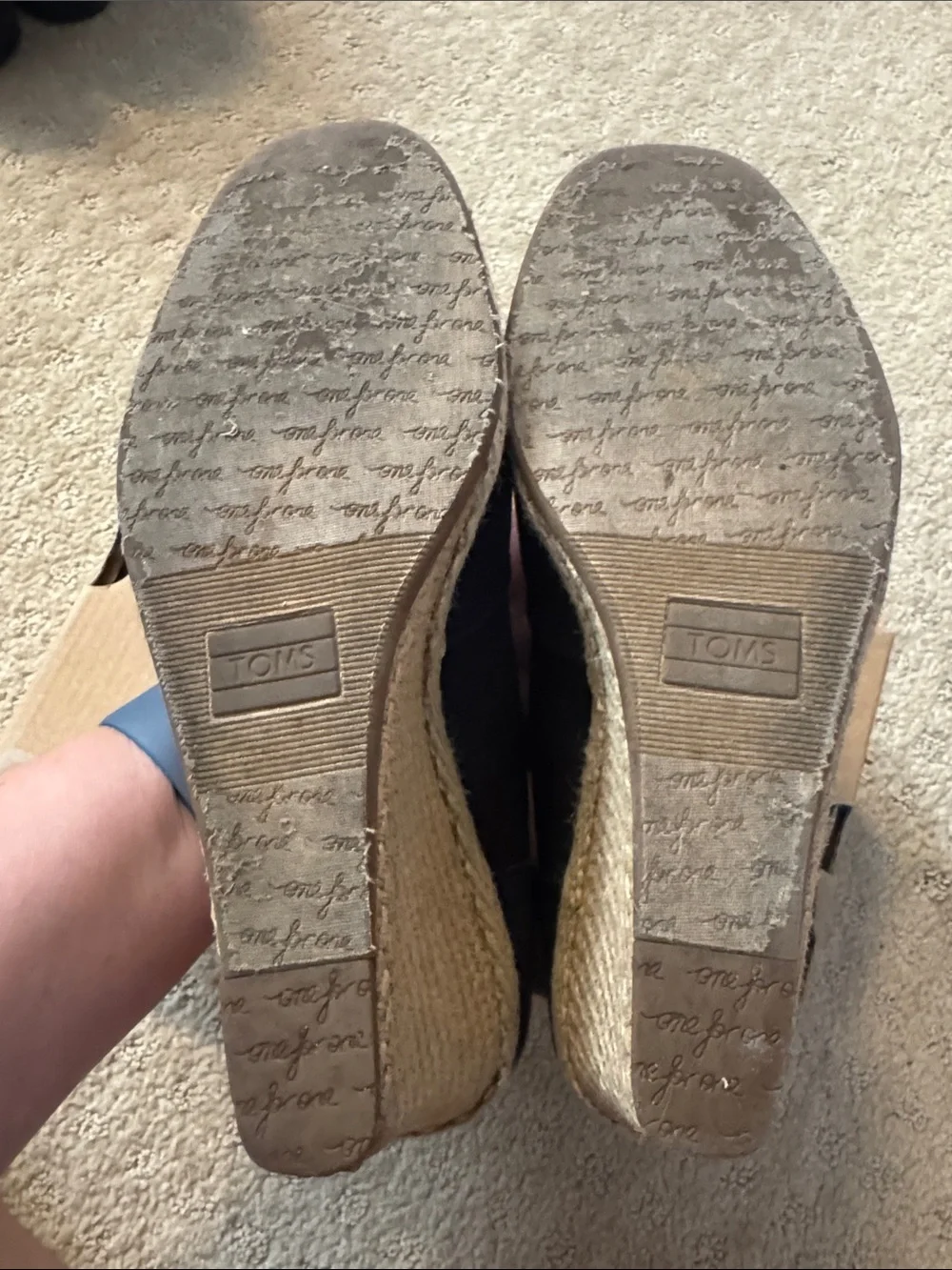 TOMS Women’s Black Canvas Peep-Toe Flats
